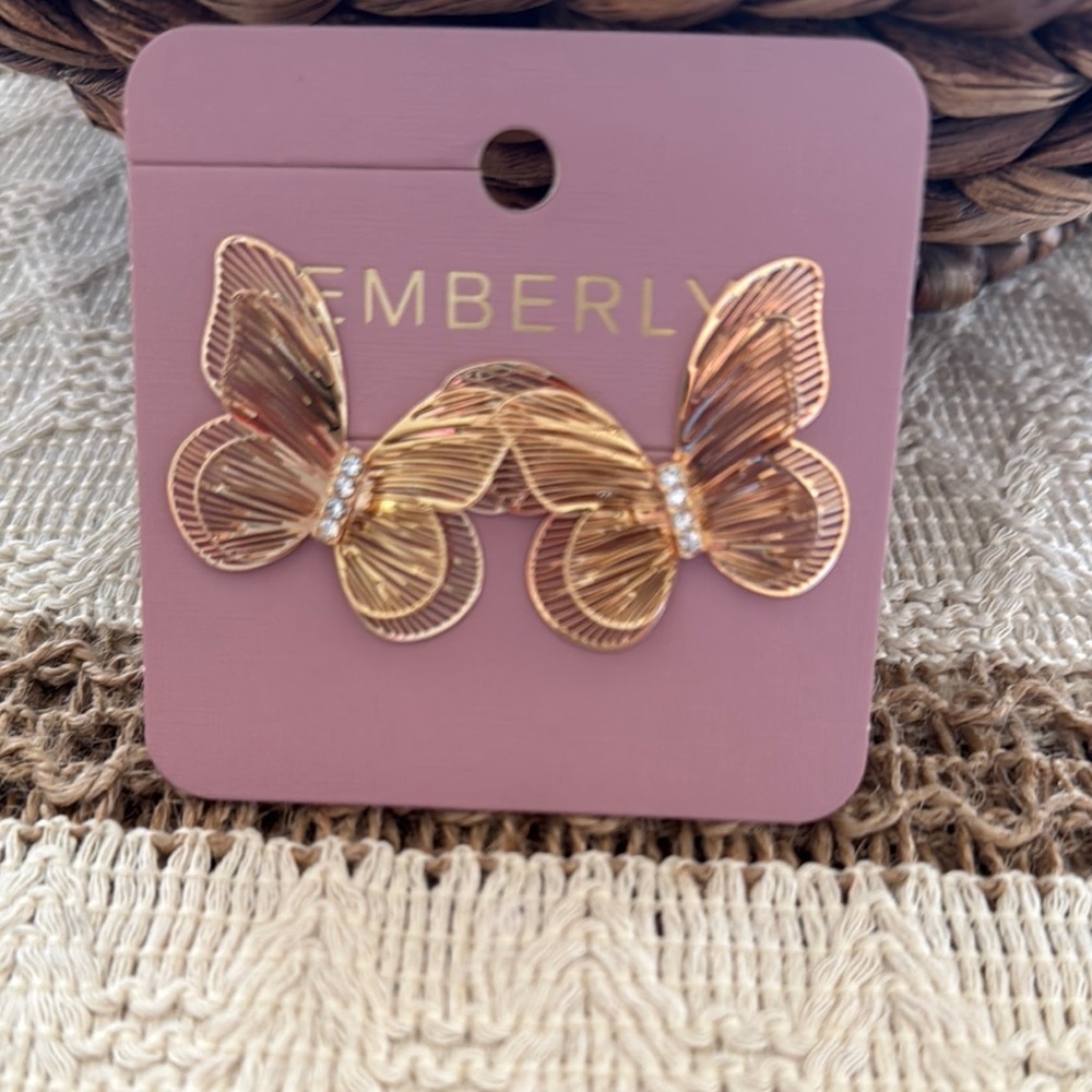 Gold toned Butterfly Earrings Emberly